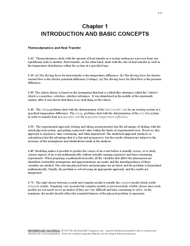 Heat and Mass Transfer: A Practical Approach 3rd - SOLUTIONS MANUAL