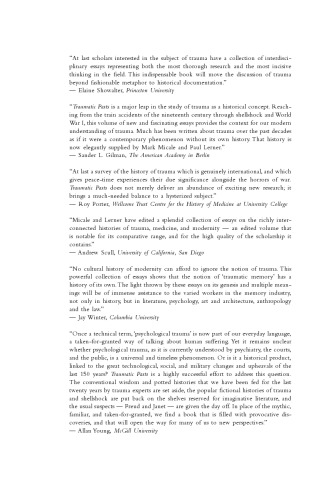 Traumatic Pasts: History, Psychiatry, and Trauma in the Modern Age, 1870-1930