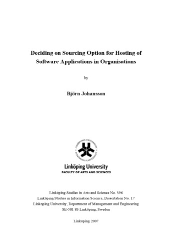 Deciding on sourcing option for hosting of software applications in organisations