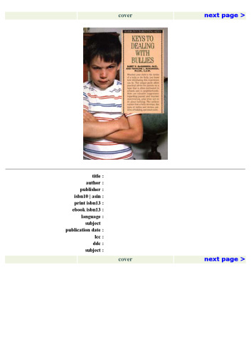 Keys to Dealing With Bullies (Barron's Parenting Keys)