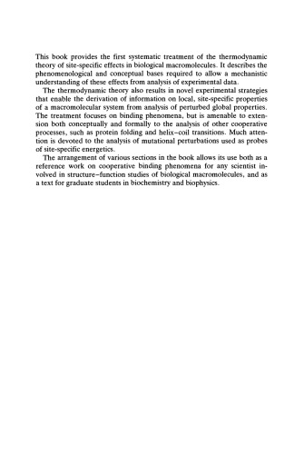 Thermodynamic Theory of Site-Specific Binding Processes in Biological Macromolecules