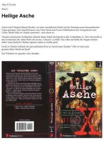 Akte X Novels, Die unheimlichen Fälle des FBI, Bd.1, Heilige Asche