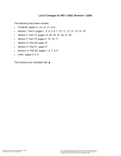 NEMA Standards Publication ANSI NEMA MG 1-2003, Revision 1-2004