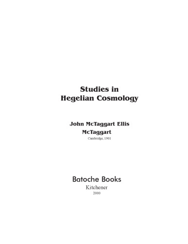 Studies In Hegelian Cosmology