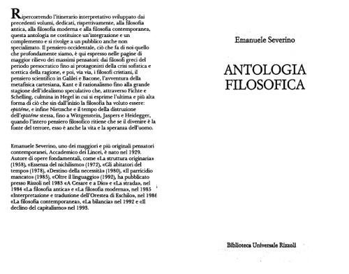 Antologia filosofica. Dai greci al nostro tempo