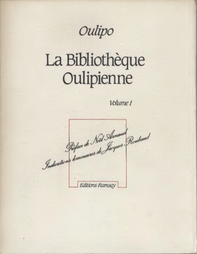 La Bibliothèque oulipienne volume 1