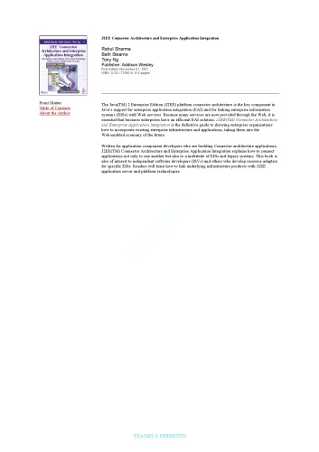 J2EE Connector Architecture and Enterprise Application Integration