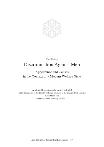 Discrimination against Men: Appearance and Causes in the Context of a Modern Welfare State