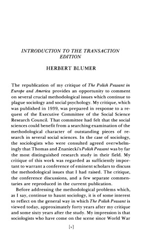 Critiques of Research in the Social Sciences: An Appraisal of Thomas and Znaniecki’s The Polish Peasant in Europe and America