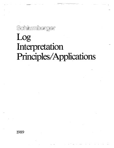 Schlumberger Log Interpretation Principles and Applications