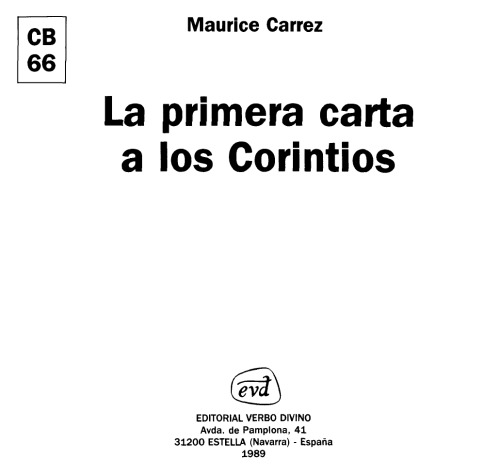 La Primera Carta a los Corintios