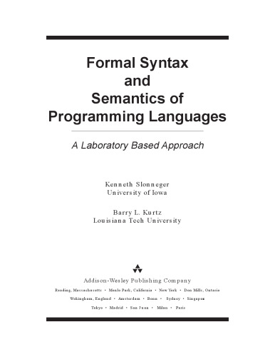 Formal Syntax and Semantics of Programming Languages: A Laboratory Based Approach