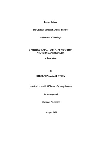 A Christological Approach to Virtue: Augustine and Humility