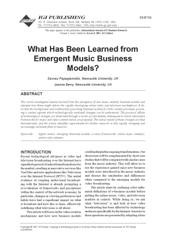 What Has been Learned from Emergent Music business Models?