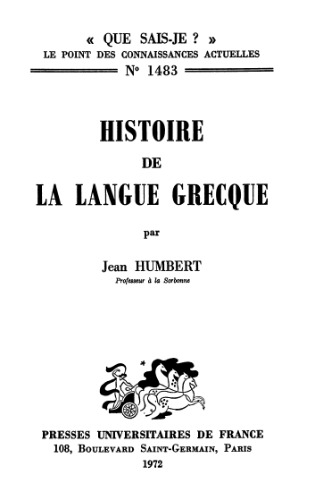 Histoire de la langue grecque