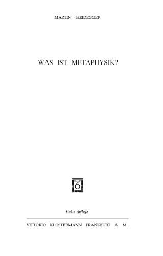 Was ist Metaphysik?
