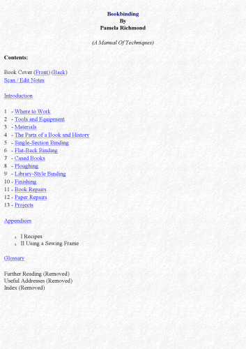 Bookbinding: A Manual of Techniques