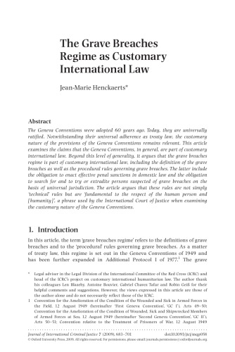 The Grave Breaches Regime as Customary International Law