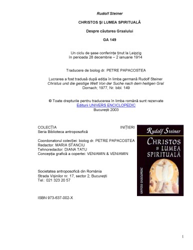Christos şi lumea spirituală: Despre căutarea Graalului
