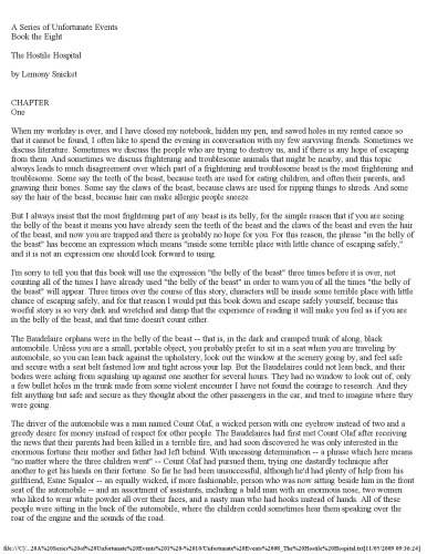 The Hostile Hospital (A Series of Unfortunate Events, Book 8)