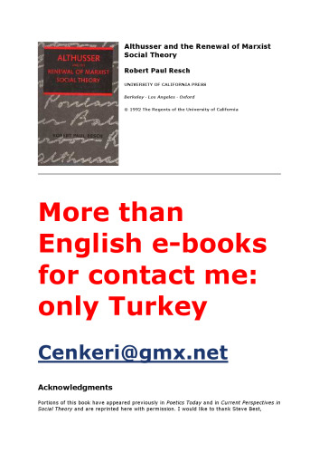 Althusser and the Renewal of Marxist Social Theory