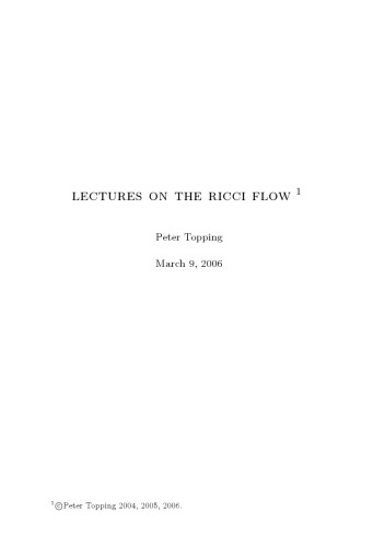 Lectures on the Ricci Flow
