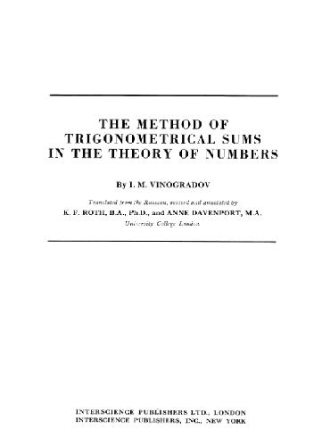 Method of Trigonometrical Sums in the Theory of Numbers
