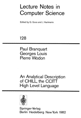 An Analytical Description of CHILL, the CCITT High Level Language