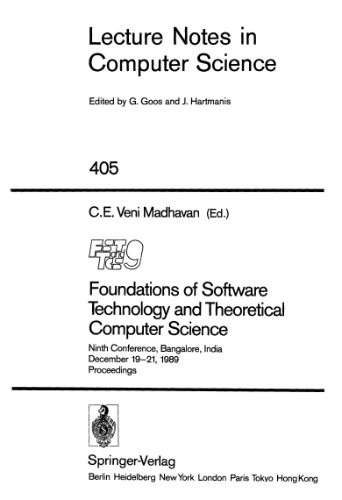 Foundations of Software Technology and Theoretical Computer Science: Ninth Conference, Bangalore, India December 19–21, 1989 Proceedings