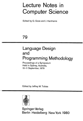 Language Design and Programming Methodology: Proceedings of a Symposium Held in Sydney, Australia, 10–11 September, 1979