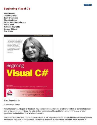 Beginning Visual C#