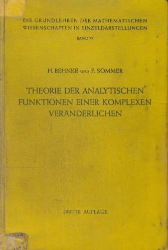 Theorie der analytischen Funktionen einer komplexen Veraenderlichen