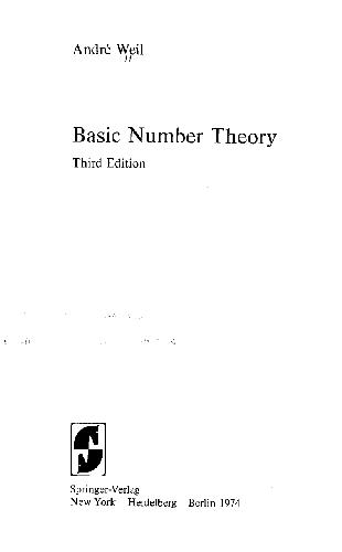 Basic Number Theory 