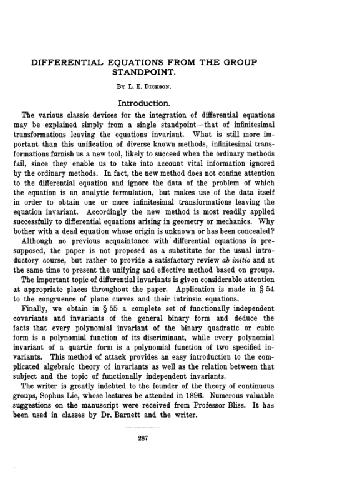Differential equations from the group standpoint