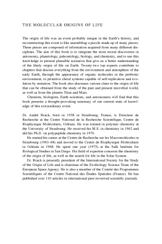 The molecular origins of life