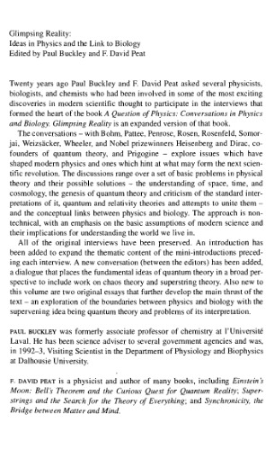 Glimpsing reality: Ideas in physics and the link to biology