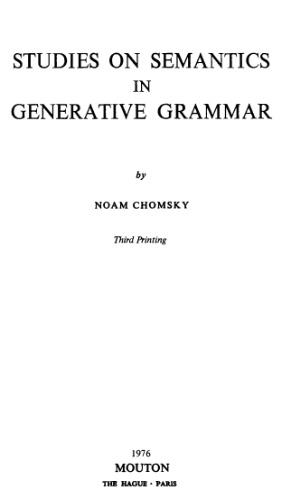 Studies on Semantics in Generative Grammar