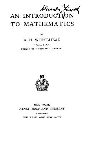 An Introduction to Mathematics 