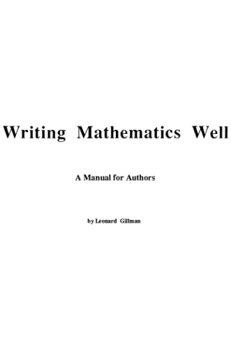Writing mathematics well
