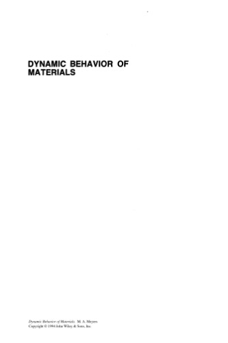 Dynamic Behavior of Materials