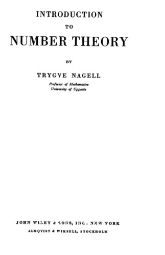 Introduction to number theory