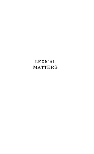 Lexical Matters