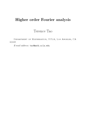 Higher order Fourier analysis