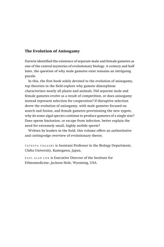 The Evolution of Anisogamy