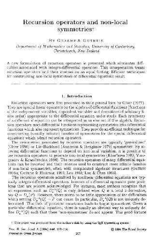 Recursion operators and non-local symmetries