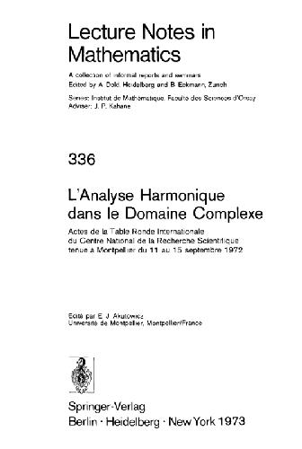 L'Analyse Harmonique Dans Le Domaine Complexe