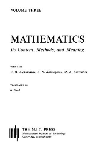 Mathematics. It's content, methods, and meaning
