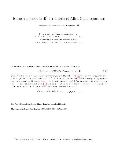 Entire solutions in R2 for a class of Allen-Cahn equations