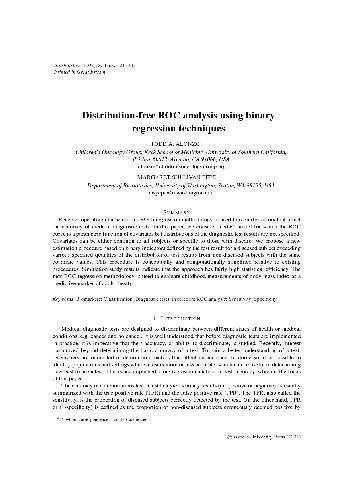 Distribution-free ROC analysis using binary regression techniques