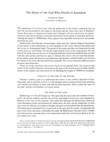 The House of the God Who Dwells in Jerusalem